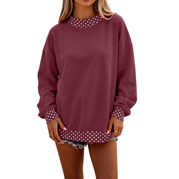 Women Polka Dot Mockneck Sweatshirt Y2k Long Sleeve Pullover Top, XL