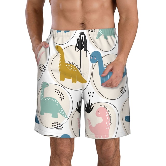 Fotbe Cute Dinosaurs Trajes de Baño Estampados para Hombre, Shorts de Verano de Secado Rápido, Ropa de Playa, Bañadores-3X-Large