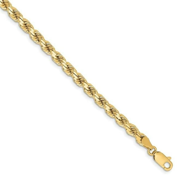 Finest Gold Leslies 10K Yellow Gold 4.25 mm Diamond-Cut Rope Chain 8 in. Bracelet