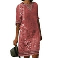 thumbnail image 2 of ICHUANYI Clearance Women Fashion Summer Casual Short Sleeve V-Neck Printing Dress Loose Dress(Red, L) ICHUANYI WER2023080805425, 2 of 5
