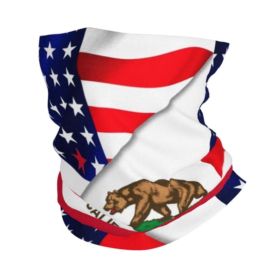 Neck Gaiter Face Mask Men Women America Flag And California Flag Seamless Bandana Face Cover Scarf Mask Balaclava Headband