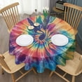 thumbnail image 3 of Colorful Rainbow Tie Dye Spiral Pattern Round Tablecloth 60"x60",Wrinkle Wipeable Table Cloth for Kitchen Dining Room Picnic Patio Party, 3 of 6
