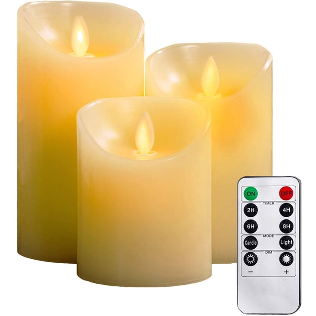 Set de 3 Velas LED Sin Llama con Mando a Distancia Marfil-- Sincero Electrónica