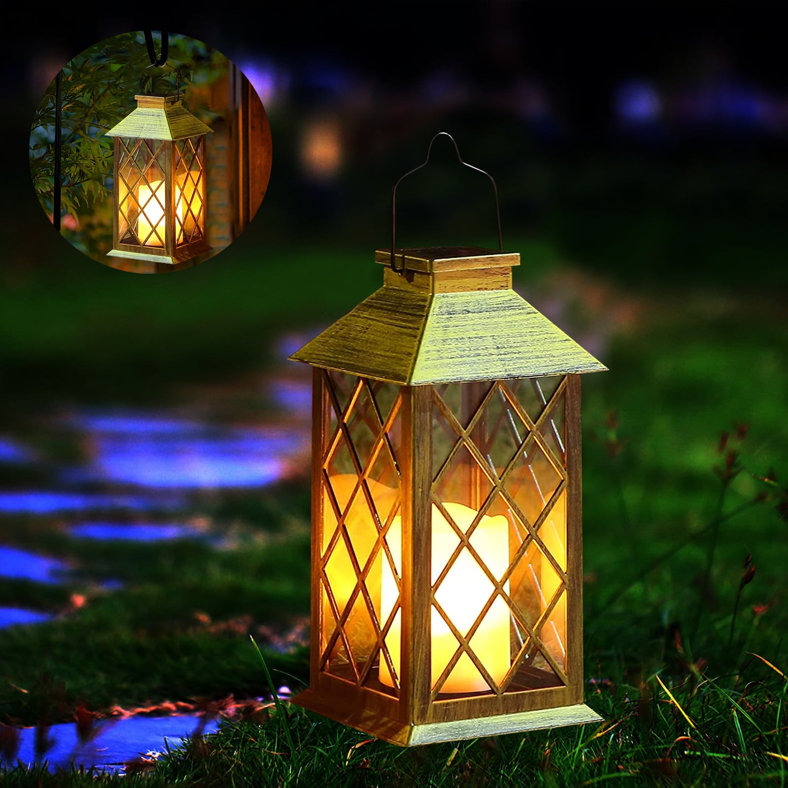 Solar Power Outdoor Garden Flickering LED Candle Lantern LightTraditional 