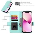 thumbnail image 5 of Allytechgroup for Apple iPhone 13 Case Wallet, Retro PU Leather Slim Fit Business Style Magnetic Closure Cards Slots RFID Blocking Phone Case for Women Men, Mint, 5 of 6
