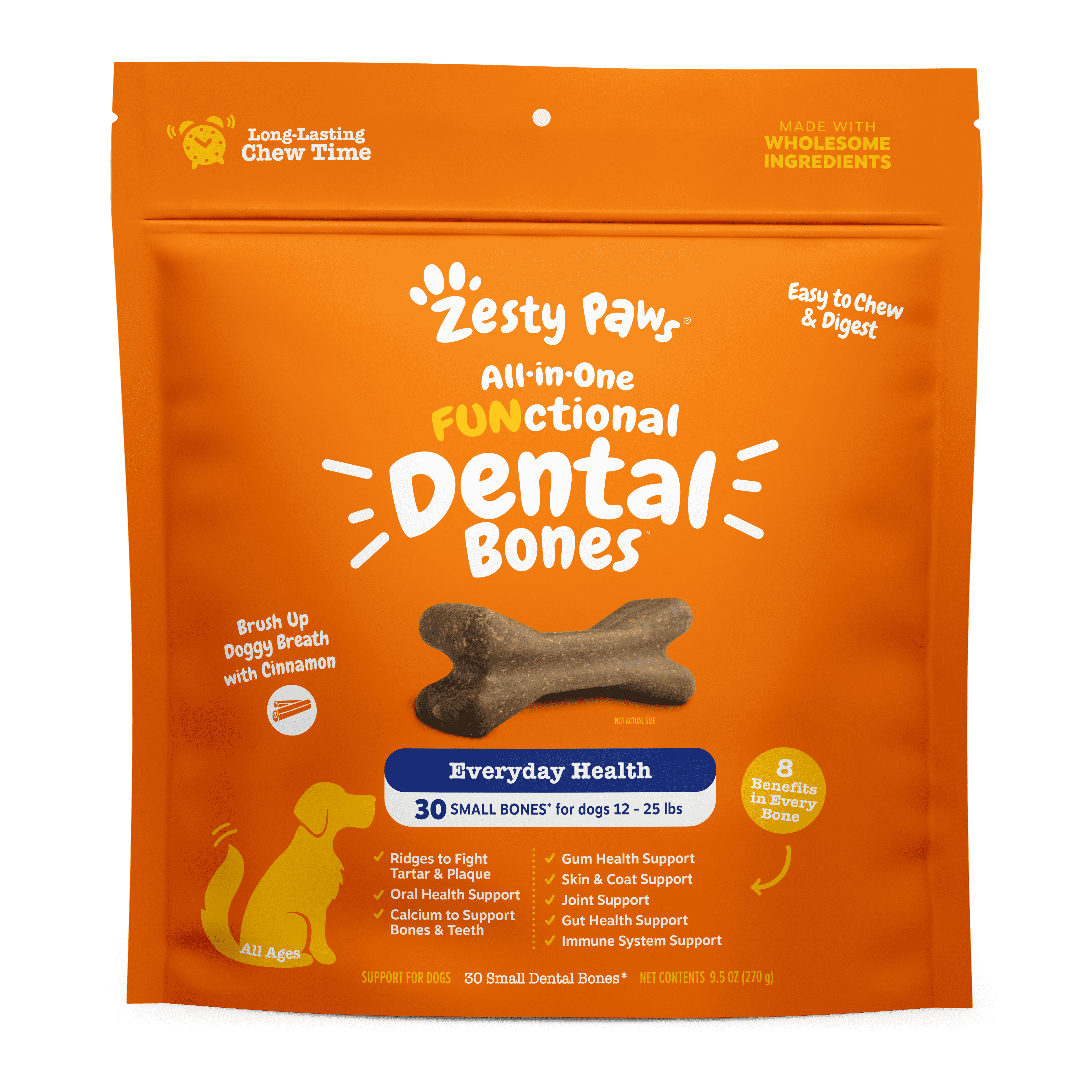 Zesty Paws Multifunctional Dental Bones for Dogs, 30 Small Dry Bones