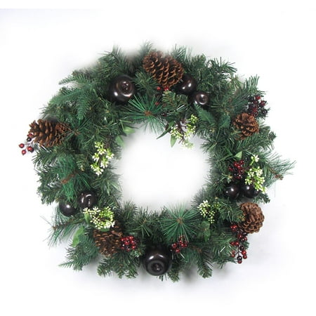 CC Christmas Décor 24" Unlit Red Berry, Pine Cone and Apple Artificial Christmas Wreath