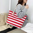 thumbnail image 5 of Large Capacity Casual Shoulder Bag, Thickened Canvas Design, Washable Striped Handbag and Reusable Travel Purse Organizer, 5 of 9