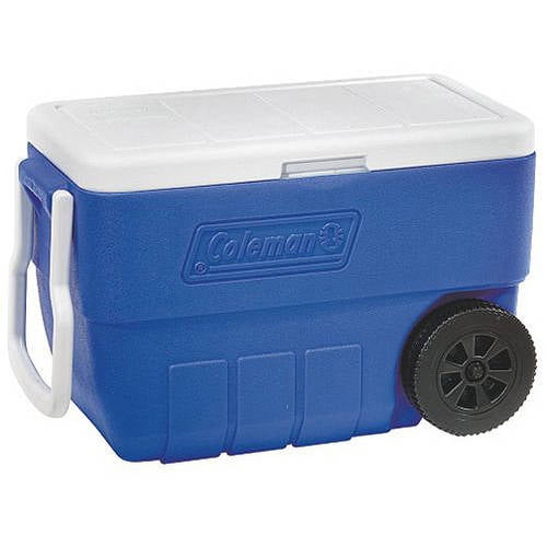 Coleman 50Quart Wheeled Cooler with LowProfile Lid, Blue