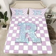 thumbnail image 2 of Castle Fairy Personalized Initial 4-Piece Full Size Sheets for Kids,Geometric Lattice Bed Sheets,Silver Glitter Lightweight Sheet Sets,Luxury Bedroom Decor, 2 of 7