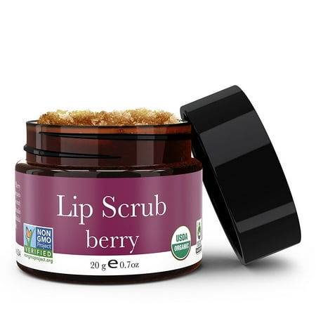 Lip Scrub, Berry Flavor - Organic Exfoliating Sugar Scrubs, Exfoliator for Chapped Dry Lips, Moisturizes With Fresh, Lush Natural Ingredients; Best Before Balm; for Men and Women (1