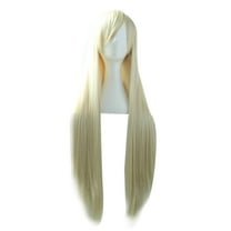 KAWELL 32" 80cm Long Straight Natural Hair Cosplay Wigs with Bangs Colorful Halloween Costume Party Wig for Girl