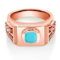 thumbnail image 2 of Gem Stone King 2.04 Ct Cushion Green Turquoise 18K Rose Gold Plated Silver Men's Ring (Size 9), 2 of 4