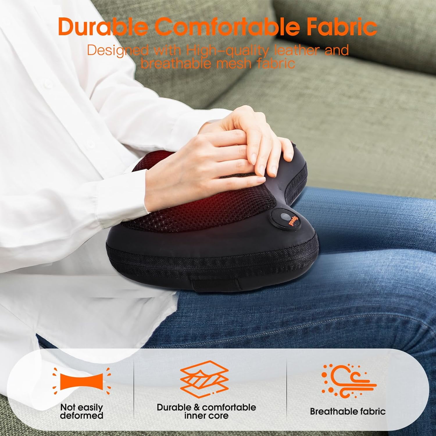 BN-LINK Back and Neck Massager with Heat, Electric 3D Deep Kneading Tissue Massage Pillow for Chair & Car, Muscle Pain Relief on Shoulders, Legs, Foot, office and Home Use