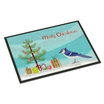 Carolines Treasures CK4490MAT Jay Bird Merry Christmas Door Mat Indoor Rug or Outdoor Welcome Mat 18x27 Doormat 27"L x
