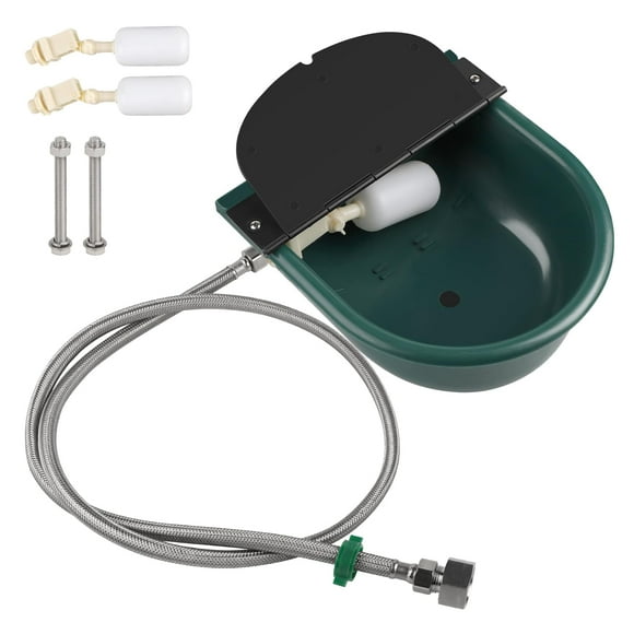 CPROSP Automatic Waterer Bowl with 2 Float Boat, Automatic Animal Drinking Water Bowl with Drin Plug and, Water Feeder Dispenser Bowl Includes GHT 3/4'' Adapte