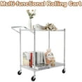 thumbnail image 3 of Luku 2-Tier Heavy Duty Utility Cart - Commercial Grade Steel Rolling Cart with Wheels & Handle, NSF Listed Multi-Purpose Shelf for Kitchen, Storage or Retail Display, 3 of 7