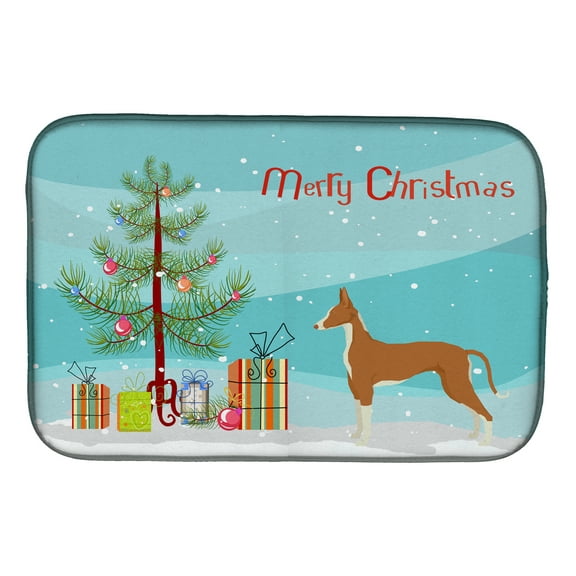 Ibizan Hound Christmas Tree Dish Drying Mat