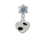 Music Note in Heart - Star of David with Blue Crystal Charm Bead