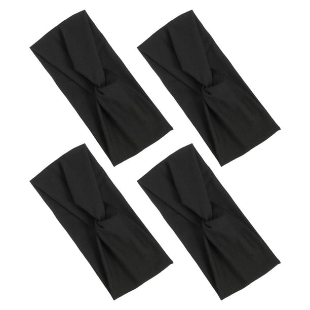 4pcs Diademas Anchas con Nudo Retorcido Diademas Elásticas Antideslizantes para Mujeres para Deportes Negros