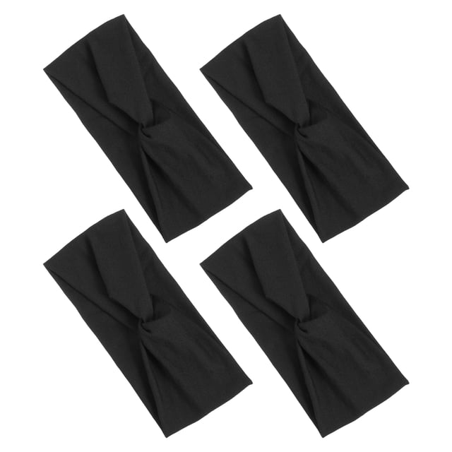 4pcs Diademas Anchas con Nudo Retorcido Diademas Elásticas Antideslizantes para Mujeres para Deportes Negros