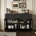 thumbnail image 2 of Farmhouse Large Buffet Sideboard Cabinet with 4 Doors & 3 Drawers,Kitchen Storage Pantry Cabinet Display Cabinet with Adjustable Shelf, Wine Buffet Cabinet Coffee Bar Wine Bar for Kitchen,Living Room, 2 of 7