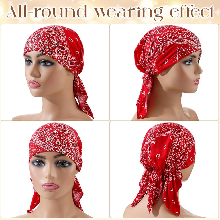 Minzimin 6 Packs Rhinestone Head Scarf Stretchy Head Wrap  display picture 2