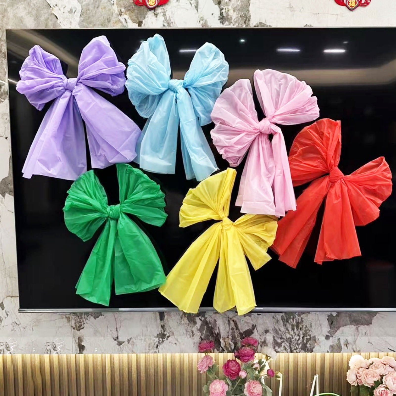 OIUR 5Pcs 24" Large Bow Plastic Decorative Bow for Gift Wrapping Anniversary Wedding Birthday Party Decoration