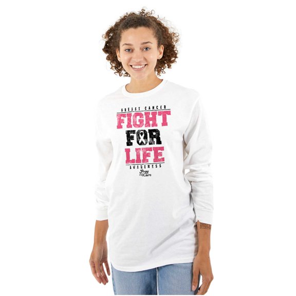 Fight For Life Breast Cancer Aware Women's Long Sleeve T Shirt Brisco Brands S