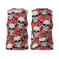thumbnail image 2 of Gaeub Skull and Roses Men's Mesh Basketball Jersey, Quick-Drying Sleeveless Top S-4XL, Loose Muscle Tank Top -3X-Large, 2 of 9