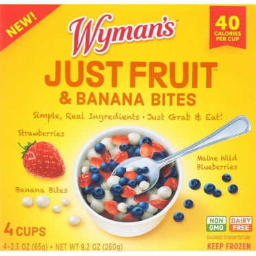 Wyman's Just Fruit & Banana Bites, 4 Pack of 2.3 oz Cups (Frozen)