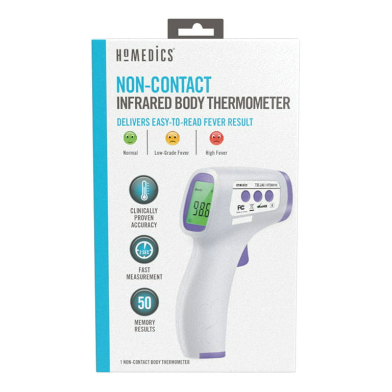 HoMedics Non-Contact Infrared Forehead Thermometer, Clinically Proven Fast  Accurate Results, High-Fever Alert with 4-in-1 Readings