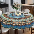 thumbnail image 4 of Round Tablecloth 60 inch, Bohemian Circle Table Cloth Cover, Waterproof and Wrinkle-Free, Colorful Summr Boho Tablecloths Decor for Home Kitchen Dining Party, 4 of 5