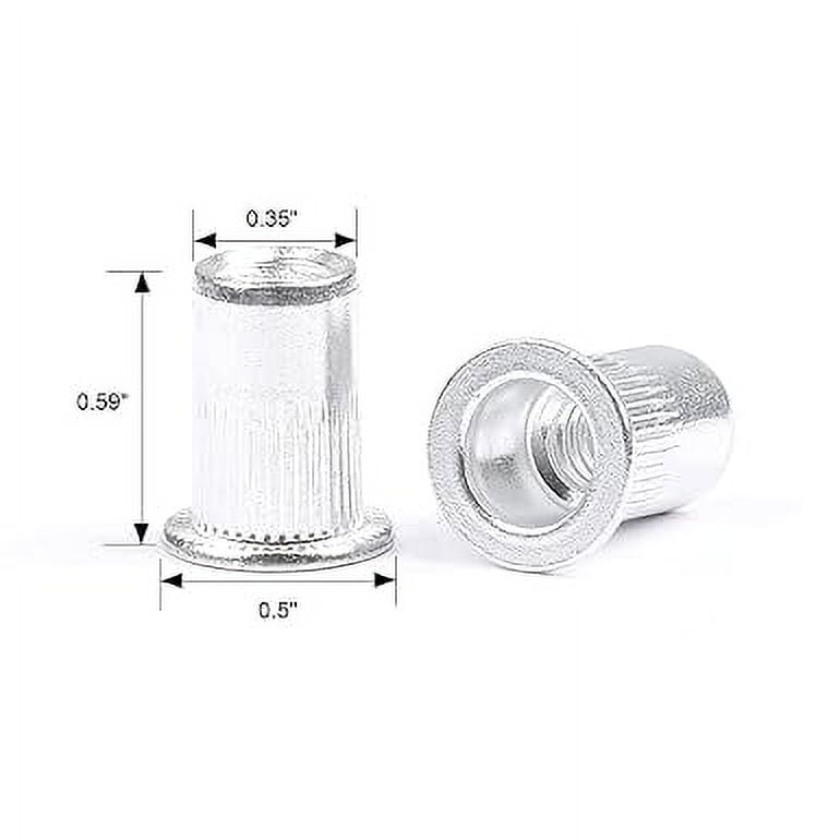 FASTENER TREE 1/4"-20 Rivet Nut Aluminum Flat Head Threaded Insert Nutsert 50PCS