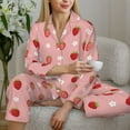 thumbnail image 5 of KLL Strawberries Print Women's Long Sleeve Pajamas with Pants Sleepwear Loungewear 2 Set-XX-Large, 5 of 7