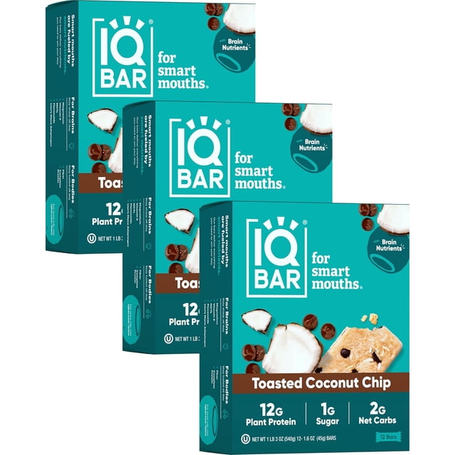 Brain and Body Plant Protein Bars - Chocolate Sea Salt - 12-Count Low Carb - Gluten Free, High Fiber, Vegan Snacks - Low Sugar Meal Replacement
