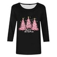 thumbnail image 4 of FDGIU Women's Christmas Shirts 2025 - 3/4 Sleeve Graphic Tee with Xmas Tree & Snowflake Prints, Loose Fit Tunic Top for Holiday, 4 of 5