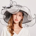 thumbnail image 4 of Visland Women's Church Derby Dress Fascinator Bridal Cap British Tea Party Wedding Hat,Wide Brim Medieval Curling Edge Hollow Out Banquet Cap, 4 of 8