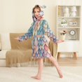 thumbnail image 4 of FORMRS Niños Bathrobe Unisex Hooded Robe Soft Plush Pajamas Sleepwear, Size 10-12T, Blue Art Pattern, 4 of 7
