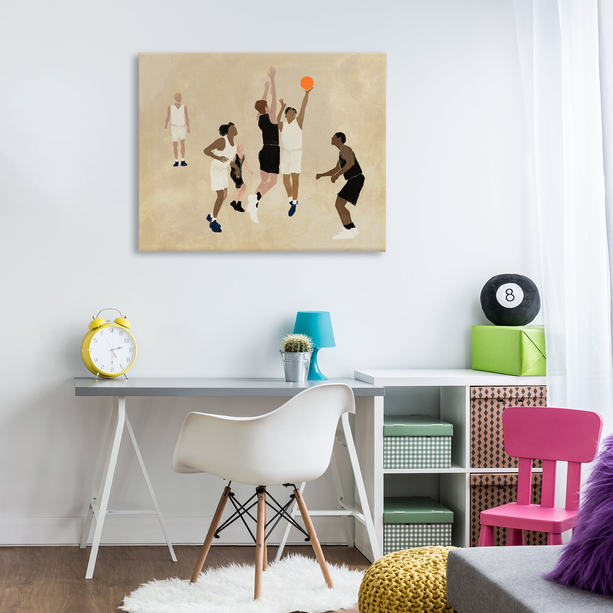 Stupell Industries Athletes Playing Basketball Sports Painting Wrapped Canvas Art Print Wall Art, 40 x 30
