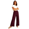 thumbnail image 6 of Linen Pants Women Wide Leg Casual Summer Vacation Outfits Travel Beach Pants Elastic Waist Ankle Split with Pockets Red L, 6 of 7