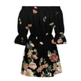 thumbnail image 5 of Robe d'Été pour Femmes 2024 Mode Grande Taille Col Rond Ligne A Imprimée Décontractée Manches Courtes à Volants 50 % de Réduction Liquidation!, 5 of 5