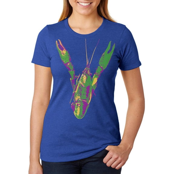 Mardi Gras Crawfish Juniors Soft Heather T Shirt Heather Royal SM