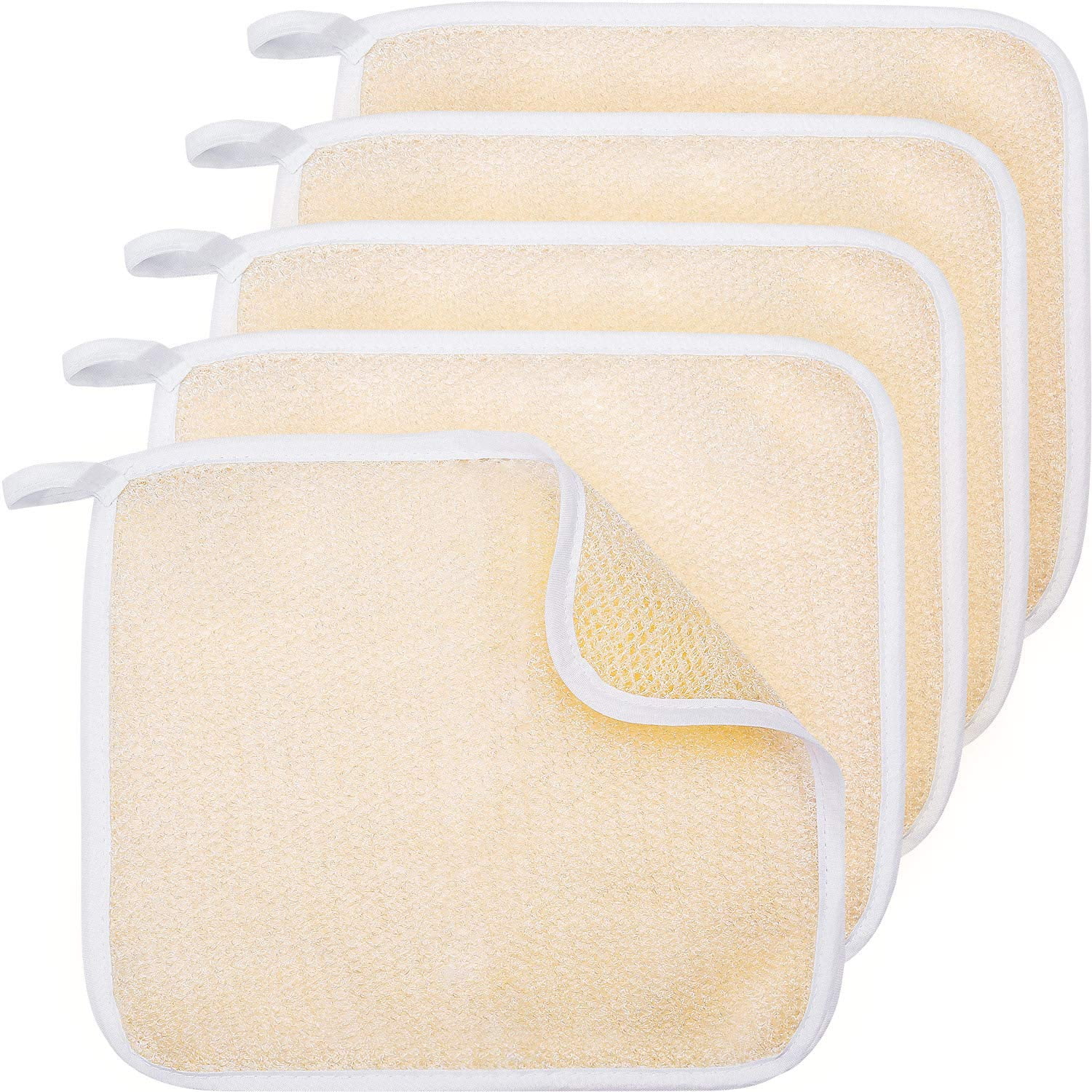 (Gazdag)5 Pack Exfoliang Face and Body Wash Cloths Towel Soft Weave