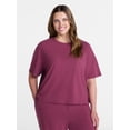 thumbnail image 2 of Joyspun Women’s Cotton-Blend Sleep Lounge Top with Short Sleeves, Sizes S-3X, 2 of 6