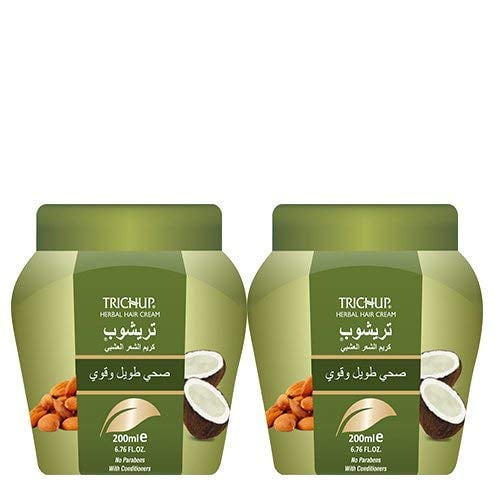 Trichup Healthy, Long & Strong Herbal Hair Cream - Enriched with Aloe vera, Neem, Henna, Soya protein and Almond oil - For Healthy, Lustrous and Shiny Hair (200ml) (Pack of 2)