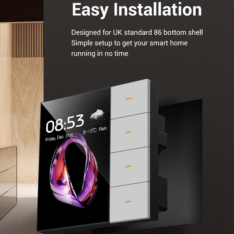2pc 3.5Inch Smart Wall Switch Touch Screen 4 Groups Switch 8-Way Scene Radar Sensor Dimming Switch Curtain Tuya Zigbee A