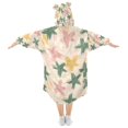 thumbnail image 2 of FORMRS Wearable Blanket Hoodie with Sleeves for Kids Cozy Flannel Sweatshirt, Pastel Pink Stars, 2 of 7