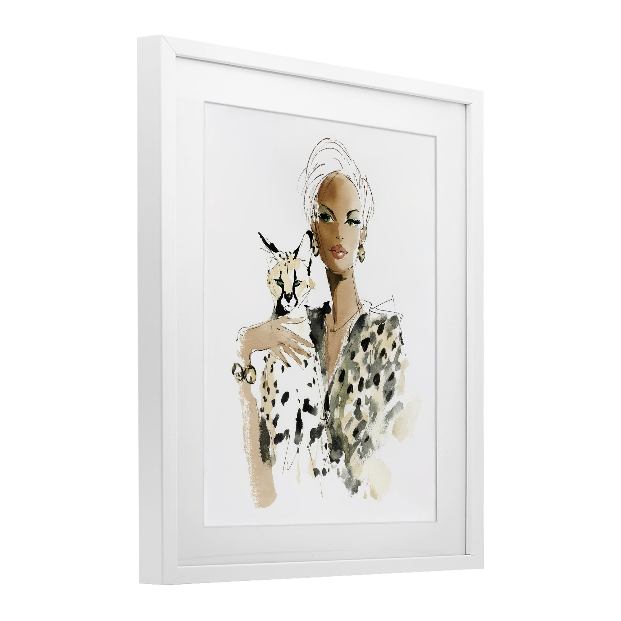 Stupell Industries Fashion Hunt Elegant Woman White Framed Print Under Glass, design by Svetlana Aleynikova