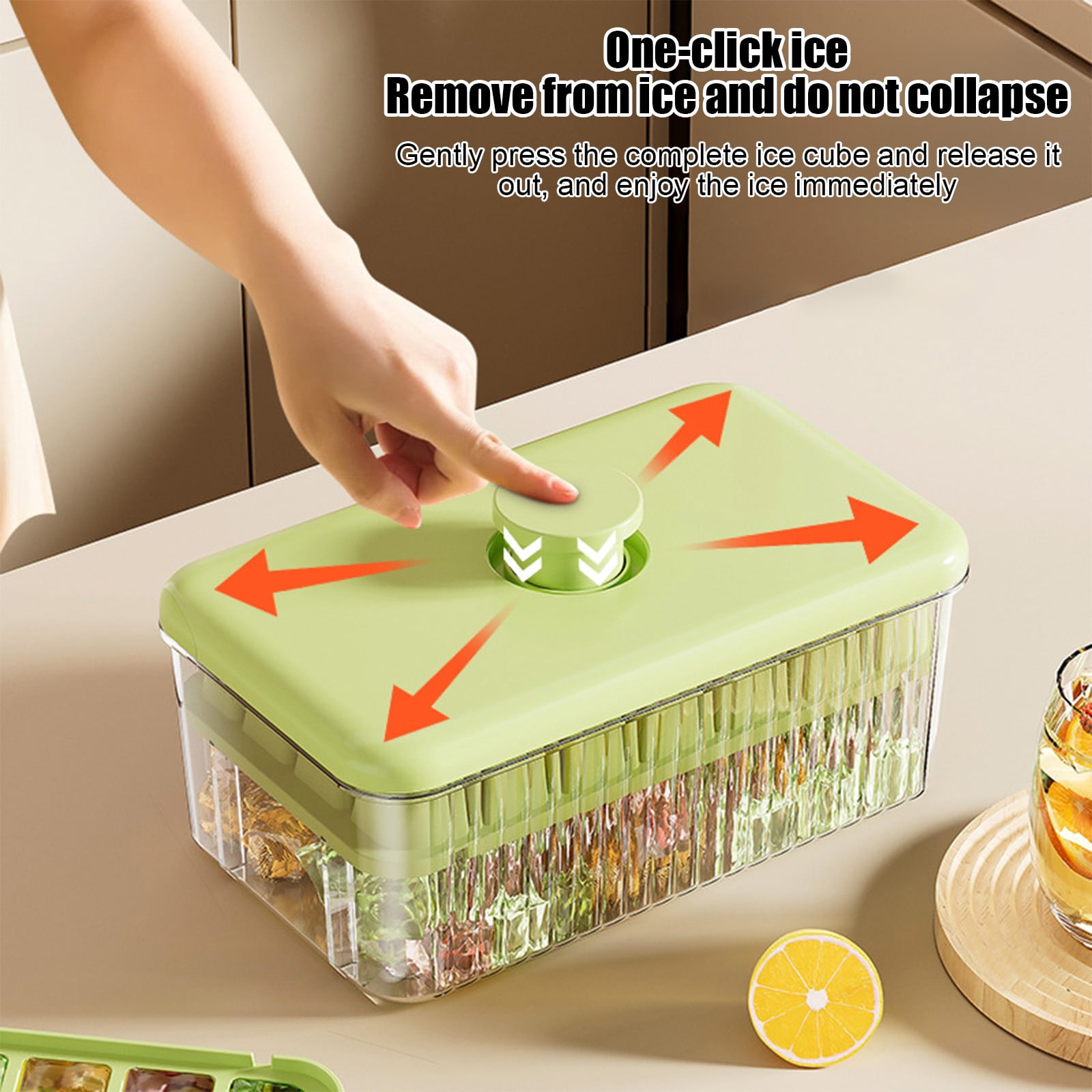 Fufafayo Double Layer Ice Tray, Press Type Ice Maker for Homemade Ice Cubes, Large Capacity Ice Making Box with Ice Shovel for Refrigerator, Kitchen or Freezer, Easy Release Stay Cool Design
